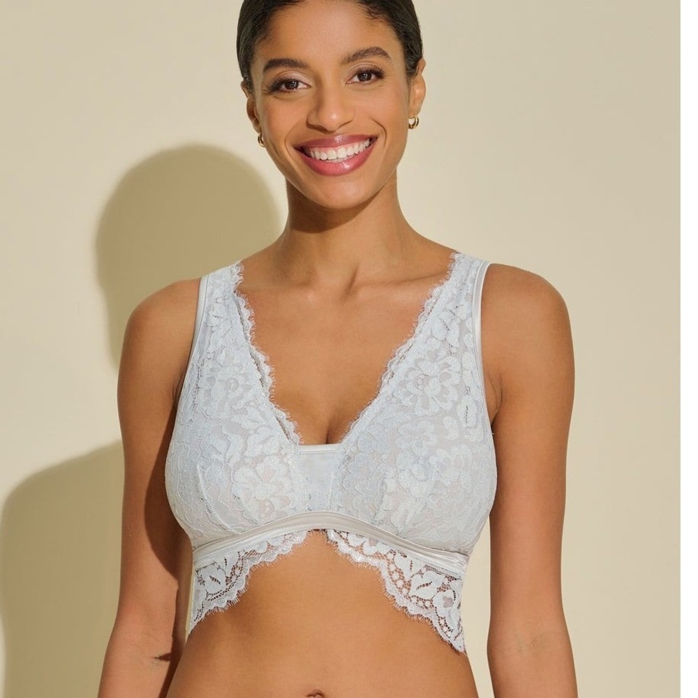 Cosabella Magnolia Curvy Wireless Bralette Floral Eyelash Lace Full Bust L NEW